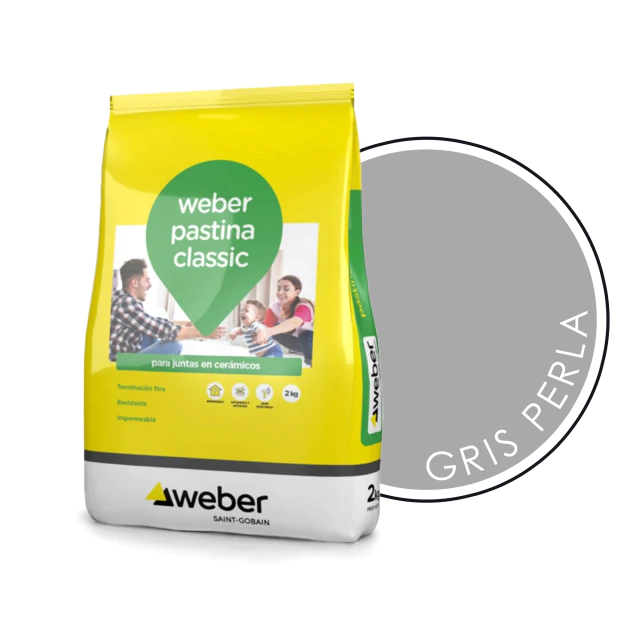 PASTINA CLASSIC PARA JUNTAS EN CERAMICO X 2 KG GRIS PERLA WEBER