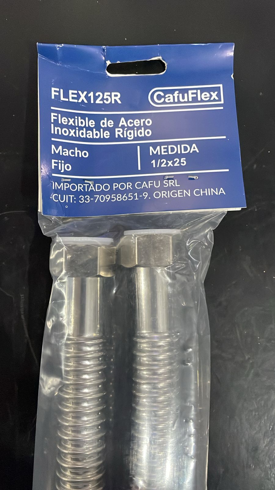 Flexible "CHICOTE" y "CAFU" de cobre cromado 1/2" x25cm. — foto 2