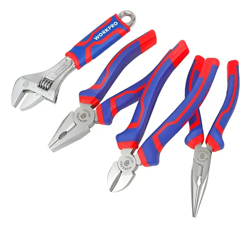 JUEGO PINZA y LLAVE 4 pz WORKPRO